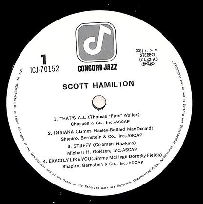 Scott Hamilton : Scott Hamilton Is A Good Wind Who Is Blowing Us No Ill (LP, Promo)