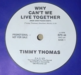 Timmy Thomas : Why Can't We Live Together (7", Single, Promo)