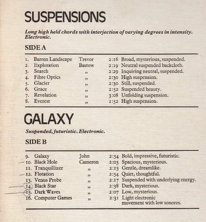 Trevor Bastow / John Cameron (2) : Suspensions / Galaxy (LP)